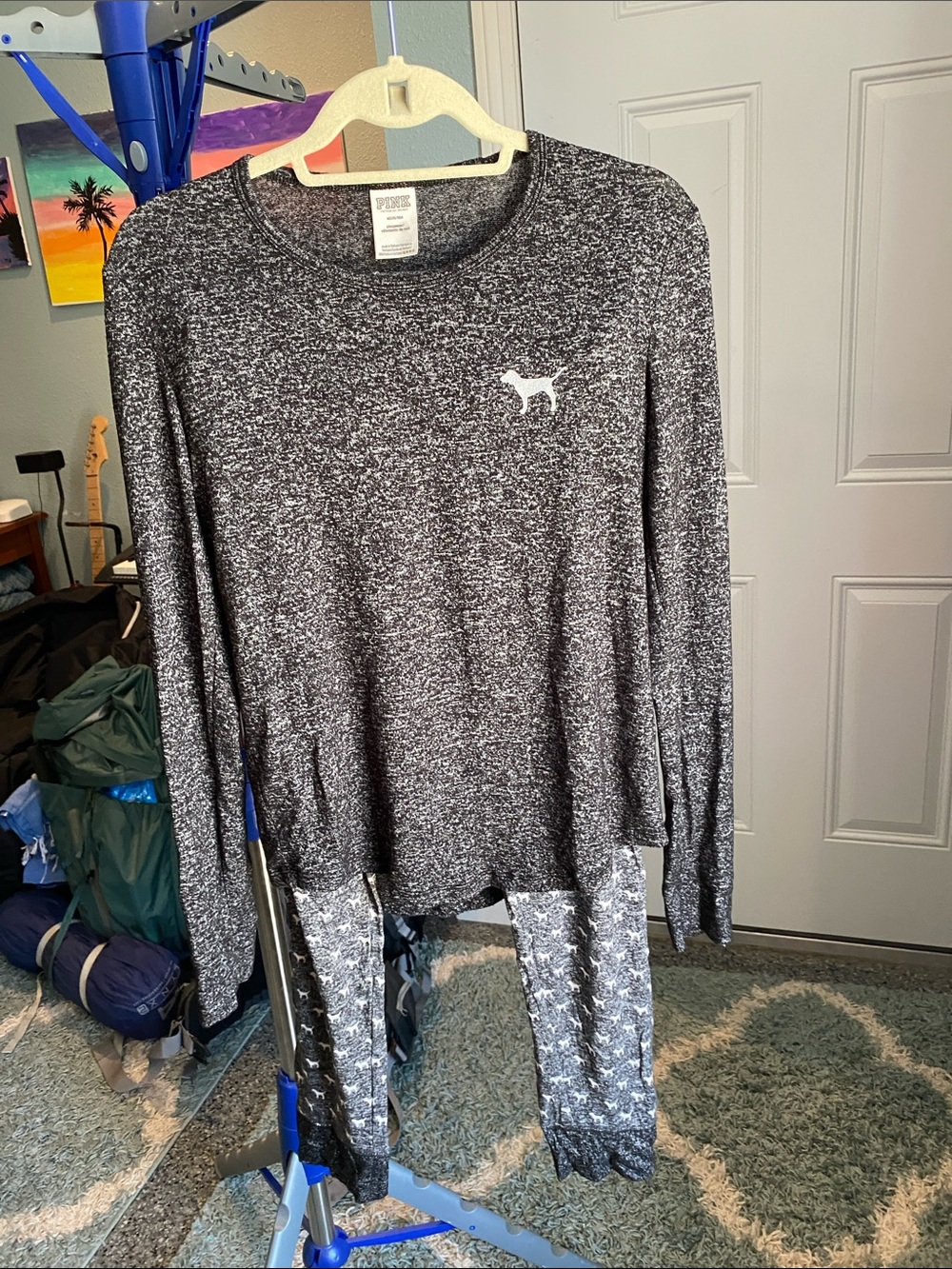 PINK Victoria's Secret Black Space-Dye Girls' Pajama Set